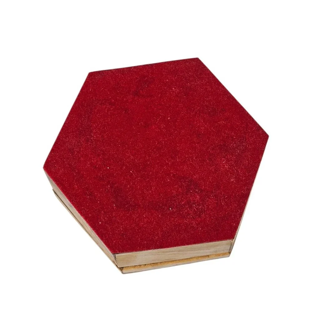 Handcrafted Olive Wood Jewelry Trinket Box Star of David Israel Hexagon Felt